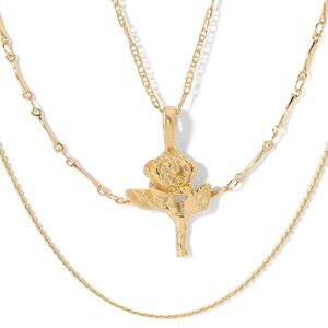 New Vanessa Mooney THE OLIVIA NECKLACE Triple layering stacking necklace set